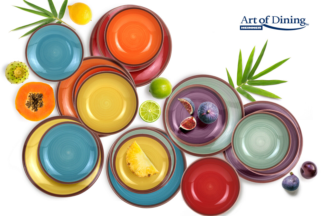 Serviciu de masa, 18 piese Aquarelle, Art of Dining by Heinner, ceramica, multicolor - imagine 6